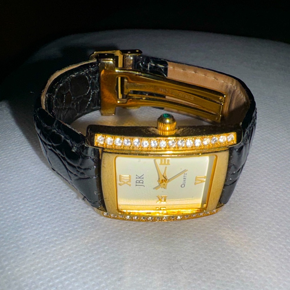 Vintage JBK stainless steal black and gold watch